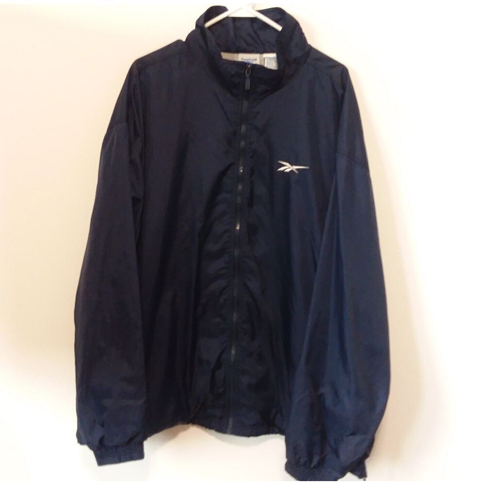 Vintage 90's Reebok Track Suit Jacket‎ Pants Set Windbreaker Blue Men's Sz XL